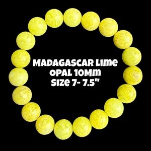 Authentic Madagascar Lime Opal 10mm Beaded Stretchy Bracelet by Bombshell Beads